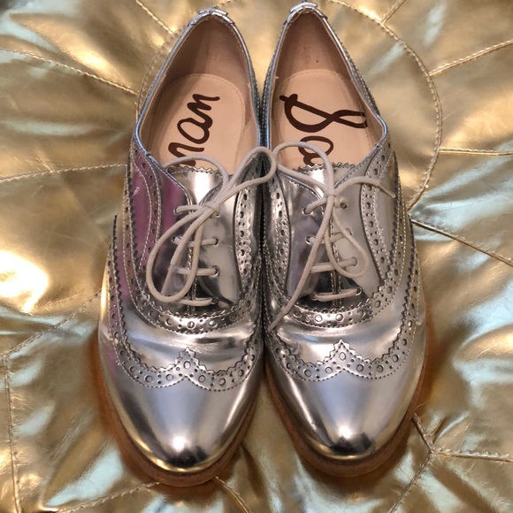 sam edelman silver oxfords